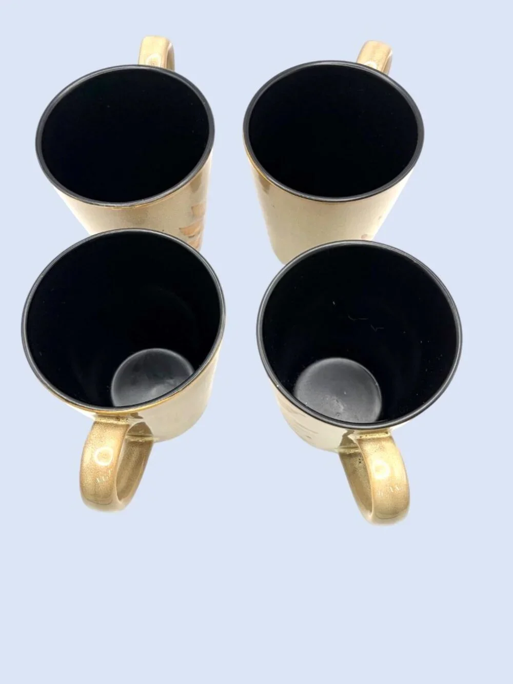 Set of 4 Home Trends Island Leaf Ceramic Coffee Mug 12oz Black Interior Tropical